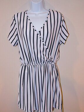 J for Justify Black and white stripe Romper Size XL